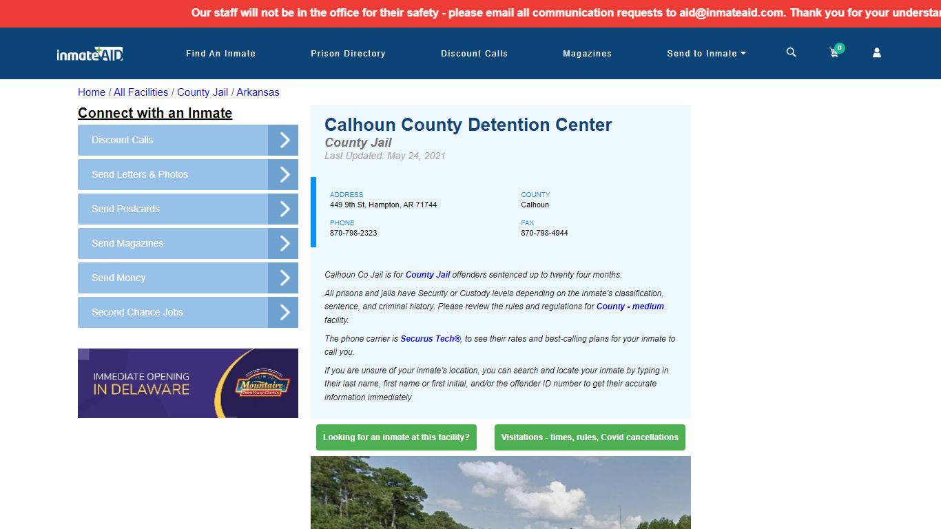 Calhoun County Detention Center - Inmate Locator - Hampton, AR